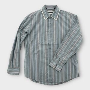 Zagiri Shirt Mens Large Blue Gray Striped Long Sleeve Button Up Cotton